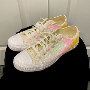 Sequin white converse